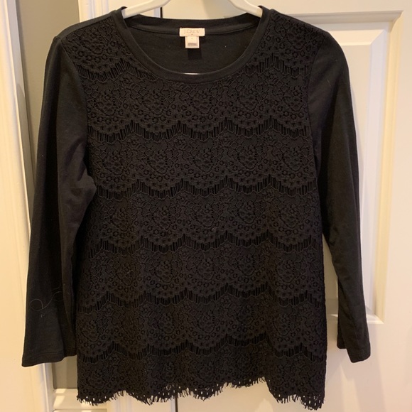 JCrew Lace-front Long-sleeved top - Picture 1 of 1
